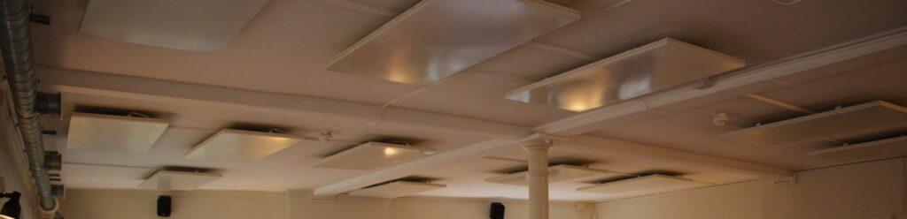 Infrared heating panels fitted across the studio ceiling